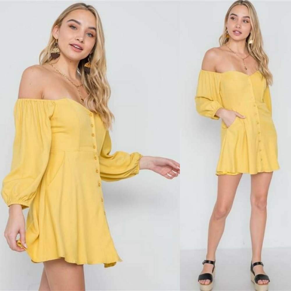 Sweet Escape Strapless Mini Dress (Mustard Yellow)
